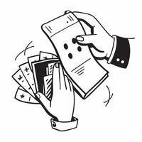 Clean Dealer with a shoe and a deck of cards representing card games and dealing with space for writing concept as A dealer holding a shoe and a deck of cards symbolizing card games and vector