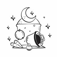 Clean Dates and Crescent Moon concept as Dates with a crescent moon and ample copy space symbolizing the festive foods and celestial aspects of Eid Al Adha in Photo Stock Concept vector