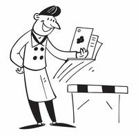 Clean Dealer with a deck of cards and a blackjack table representing gambling and strategy with blank space concept as A dealer holding a deck of cards and standing by a blackjack table vector