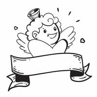 Clean Cupid and heart icon with blank area for customizable text concept as A creative depiction of a cupid and heart icon featuring a blank area for customizable text ideal for represen Set 2 vector