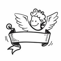 Clean Cupid and love letter icon with blank area for personalized messages concept as A customizable cupid and love letter icon featuring a blank area for adding personalized messages su vector