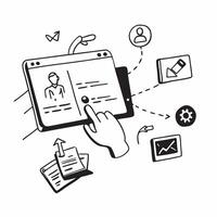 Clean CRM interface and contact management icon with copy space for CRM ads concept as A modern CRM interface and contact management icon design with ample copy space perfect for enhanci vector