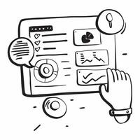 Clean CRM dashboard and contact icon with copy space on a white background concept as A illustration of a CRM dashboard with a contact icon and ample copy space on a white backgro vector