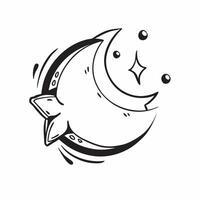 Clean Crescent moon and star icon with copy space on white background concept as A illustration of a crescent moon and star icon with ample copy space on a white background ideal vector