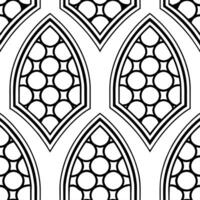 Clean Create a seamless pattern with Gothic architectural elements and pointed arches in monochrome concept as Design a seamless pattern featuring Gothic style architectural motifs inclu vector