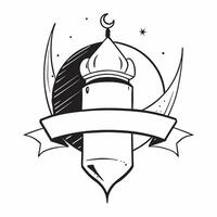 Clean Crescent and mosque dome icon with space for text and graphics on a blue background concept as A modern crescent and mosque dome icon design featuring space for both text and graph vector