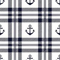 Clean Create a seamless pattern featuring tartan motifs with nautical elements in navy and white concept as Design a repeating pattern that blends traditional tartan designs with nautica vector