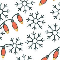 Clean Cozy holiday lights and snowflake seamless tile pattern with warm glowing accents concept as Warm glowing holiday lights paired with snowflakes create a cozy seamless tile pattern vector