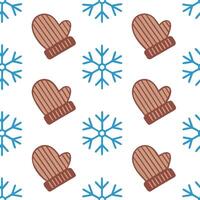 Clean Cozy winter mittens and snowflake seamless tile pattern with warm textures and cool accents concept as Cozy mittens paired with snowflakes create a seamless tile pattern with warm Set 2 vector