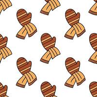 Clean Cozy knitted mittens and scarves seamless tile pattern with autumn hues and textures concept as Knitted mittens and scarves in autumn hues create a cozy seamless tile pattern with Set 2 vector
