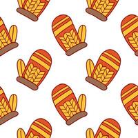 Clean Cozy knitted mittens seamless tile pattern with autumn colors and warm textures concept as Autumn colors and warm textures in cozy knitted mittens create a seamless tile pattern pe vector
