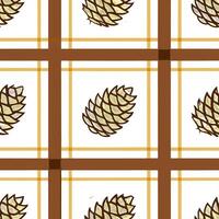 Clean Cozy autumn plaid and pinecones seamless tile pattern with warm colors and rustic textures concept as Autumn plaid combined with pinecones creates a cozy seamless tile pattern with vector