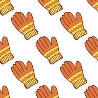 Clean Cozy autumn knit gloves seamless tile pattern with warm colors and textured details concept as Warm colored knitted gloves with textured details create a cozy autumn knit gloves se vector