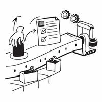 Clean Conveyor belt and a turnover analysis chart symbolizing turnover analysis in double exposure with copy space concept as A conveyor belt blended with a turnover analysis chart repr vector