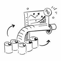 Clean Conveyor belt and a profit margin chart symbolizing profit management in distribution in double exposure with copy space concept as A conveyor belt blended with a profit margin ch vector