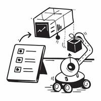 Clean Conveyor system and a stock turnover report symbolizing inventory movement in double exposure with copy space concept as A conveyor system blended with a stock turnover report rep vector
