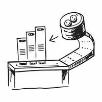 Clean Conveyor belt and a stock flow report symbolizing inventory flow in double exposure with copy space concept as A conveyor belt blended with a stock flow report representing invent vector