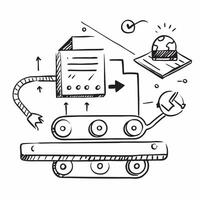 Clean Conveyor belt and a logistics interface symbolizing warehouse workflow optimization in double exposure with copy space concept as A conveyor belt blended with a logistics interfac vector