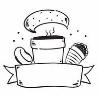 Clean Coffee cup and a croissant symbolizing breakfast in cafes with ample space for text concept as A coffee cup and a croissant representing breakfast options and casual dining in caf vector