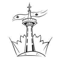 Clean CN Tower and a Canadian flag symbolizing modernity and national pride with ample space for text concept as The CN Tower with a Canadian flag representing modernity and the nationa vector