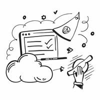 Clean Cloud service icon with space for text and graphics on a blue background concept as A modern cloud service icon design featuring space for both text and graphics on a blue backgrou vector