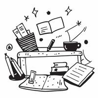 Clean Clean desk and a cluttered desk symbolizing organization and disorganization with ample space for text concept as A clean desk and a cluttered desk representing the dos of organiz vector
