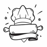 Clean Chef hat and rolling pin icon with copy space for kitchen promotions concept as A modern chef hat and rolling pin icon design with generous copy space perfect for enhancing kitchen vector