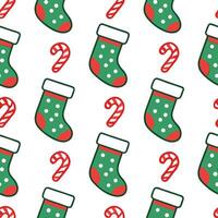 Clean Charming Christmas stockings and candy canes seamless tile pattern with festive flair concept as Festive flair with charming Christmas stockings and candy canes create seamless til vector