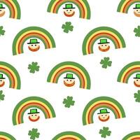 Clean Charming leprechauns and rainbows seamless tile pattern with festive green tones concept as Festive green tones highlight charming leprechauns amidst rainbows in seamless tile patt vector