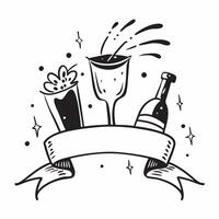 Clean Champagne bottle and a flute glass symbolizing celebration with ample space for text concept as A champagne bottle and a flute glass representing the spirit of celebration in fine vector
