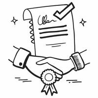 Clean Certificate and a handshake symbolizing formal thanks with ample space for text concept as A certificate and a handshake representing formal thanks with room for writing in Photo vector