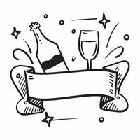 Clean Champagne glasses and bottle icon with space for text on a blue background concept as A sleek champagne glasses and bottle icon with ample space for text on a blue background suita vector