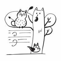 Clean Cat Bird and Tree concept as Cat and bird sitting on a tree with ample copy space symbolizing the playful interaction between cats and birds in Photo Stock Concept vector