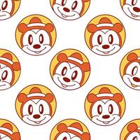 Clean Cartoon style retro seamless tile pattern featuring playful characters and bold vintage colors concept as Playful cartoon inspired characters and bold vintage colors create seamles vector