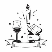 Clean Candle and wine glass icon with copy space for restaurant presentations concept as A modern candle and wine glass icon design with generous copy space perfect for enhancing restaur vector