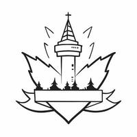 Clean Canadian flag and a lighthouse symbolizing maritime heritage with ample space for text concept as A Canadian flag with a lighthouse representing the maritime heritage and coastal vector