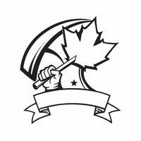 Clean Canadian flag and a hockey stick symbolizing sports and national pride with ample space for text concept as A Canadian flag waving with a hockey stick representing the love for ho vector