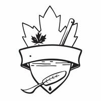 Clean Canadian flag and a campfire symbolizing outdoor culture with ample space for text concept as A Canadian flag next to a campfire representing the traditions and outdoor culture of vector