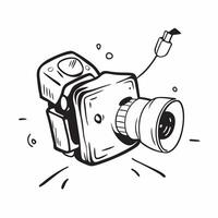 Clean Camera and Studio Light concept as A camera with a studio light and ample copy space representing professional lighting and studio photography in Photo Stock Concept vector