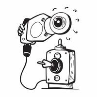 Clean Camera and Microphone concept as A camera with a microphone and ample copy space symbolizing audio integration in photography and videography in Photo Stock Concept vector