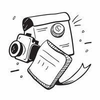 Clean Camera and Shoulder Strap concept as A camera with a shoulder strap and ample copy space representing convenience and mobility in photography in Photo Stock Concept vector