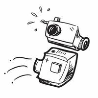 Clean Camera and External Flash concept as A camera with an external flash and ample copy space symbolizing advanced lighting in photography in Photo Stock Concept vector