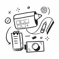 Clean Camera and Editing Software concept as A camera next to editing software icons with ample copy space representing the post production process in photography in Photo Stock Concept vector