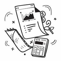 Clean Calculator and financial document icon with space for text and graphics on a blue background concept as A modern calculator and financial document icon design featuring space for b vector
