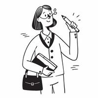 Clean Businesswoman with a pen and a briefcase symbolizing planning and professionalism with room for text concept as A businesswoman holding a pen and a briefcase indicating planning a vector