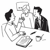 Clean Business team having a meeting in a modern office concept as A illustration of a business team having a meeting in a modern office using a 3 color tone to highlight professi vector