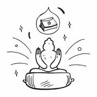 Clean Buddha statue and prayer beads symbol with copy space for website banners concept as A sleek Buddha statue and prayer beads symbol with generous copy space suitable for creating ey vector