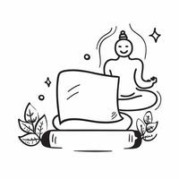 Clean Buddha statue and meditation cushion icon with blank space for custom branding concept as A customizable Buddha statue and meditation cushion icon with blank space for adding custo vector