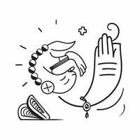Clean Buddha and prayer beads icon with copy space for infographics concept as An infographic ready Buddha and prayer beads icon with copy space designed to convey spiritual practices me vector