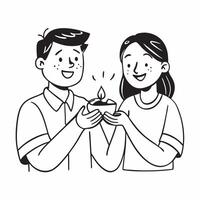 Clean Brother and Sister with Diyas and Rakhi concept as A brother and sister holding Diyas with a Rakhi in view with ample copy space symbolizing the light and festivity of Raksha Bandh vector